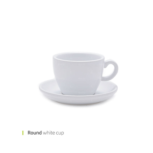 تصویر از فنجان و نعلبکی دبل اسپرسو راند سفید 120 سی سی وایت پلیت کد 58MW شش عددی end