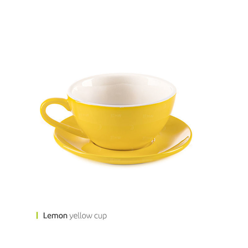 تصویر از فنجان و نعلبکی کاپوچینو زرد لیمویی 200 سی سی وایت پلیت کد 14278 شش عددی