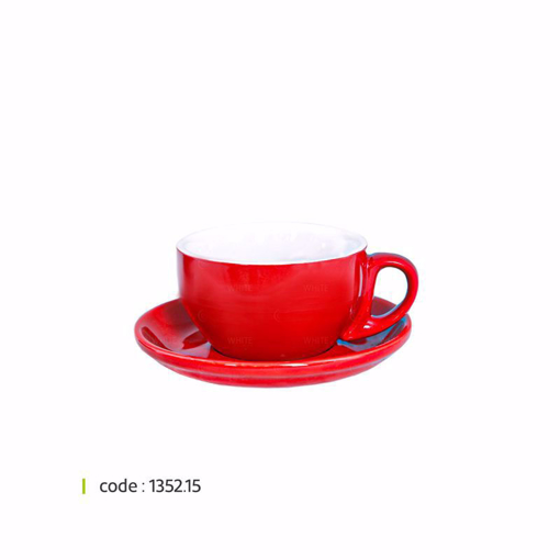 تصویر از فنجان و نعلبکی لاته قرمز کد 1352.15 شش عددی end