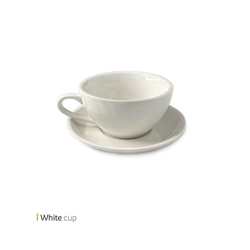 تصویر از فنجان و نعلبکی لاته سفید ساده 280 سی سی وایت پلیت کد 25.5119 شش عددی