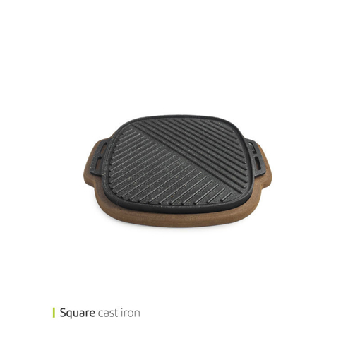 تصویر از استیک پز چدنی دو طرفه مربع با چوب 29 سانت وایت پلیت یک عددی