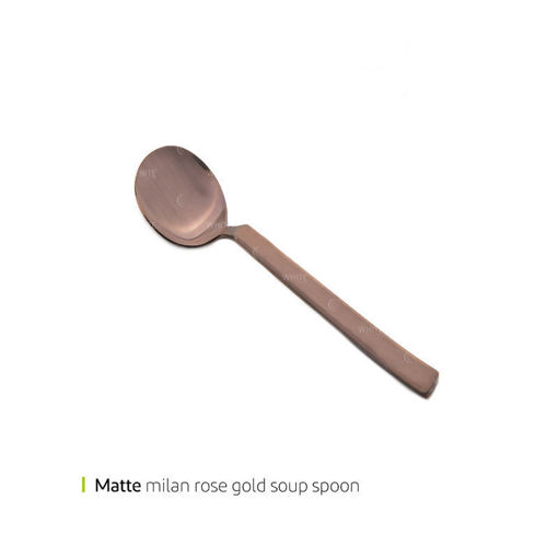 تصویر از قاشق سوپ خوری مات میلان رزگلد کد 1615m شش عددی
