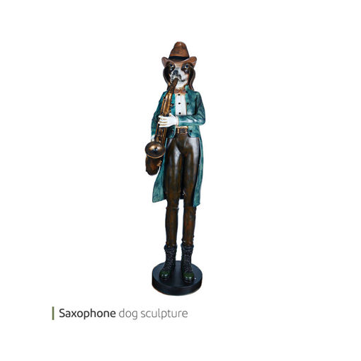 تصویر از مجسمه سگ ساکسیفون زن وایت پلیت کد 667.3 یک عددی