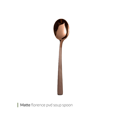 تصویر از قاشق سوپ خوری استیل فلورانس مات رز گلد وایت پلیت کد 1853.3m شش عددی end