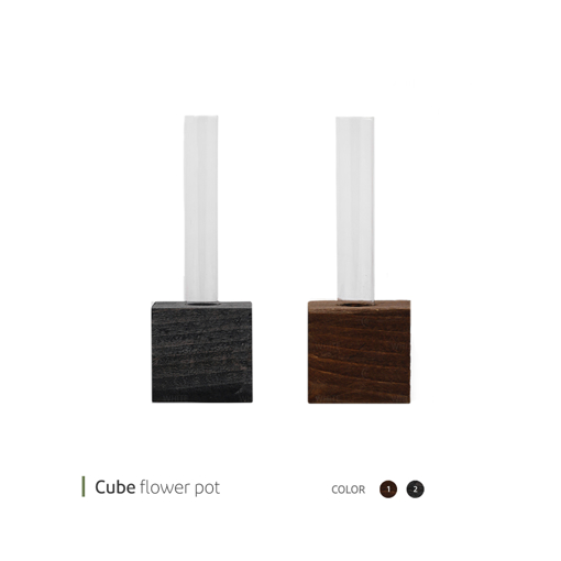 تصویر از گلدان چوبی مکعب وایت پلیت کد 8054m یک عددی
