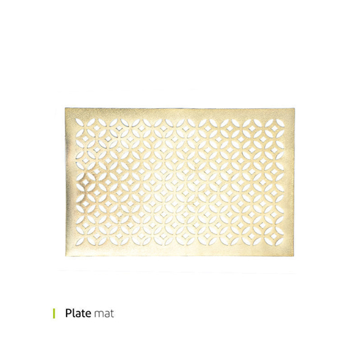 تصویر از زیر بشقابی طرح چرم طلایی گلدار وایت پلیت کد 19020.8m یک عددی