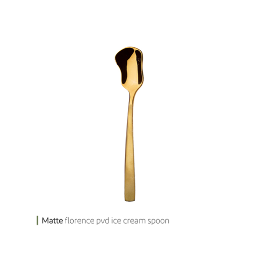 تصویر از قاشق بستنی خوری استیل ابکاری فلورانس طلایی مات وایت پلیت کد 1860.2mn یک عددی