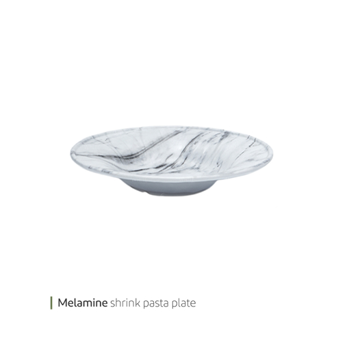 تصویر از پاستا خوری ملامین شیرینک سفید مرمر طوسی وایت پلیت کد 3254.4 یک عددی