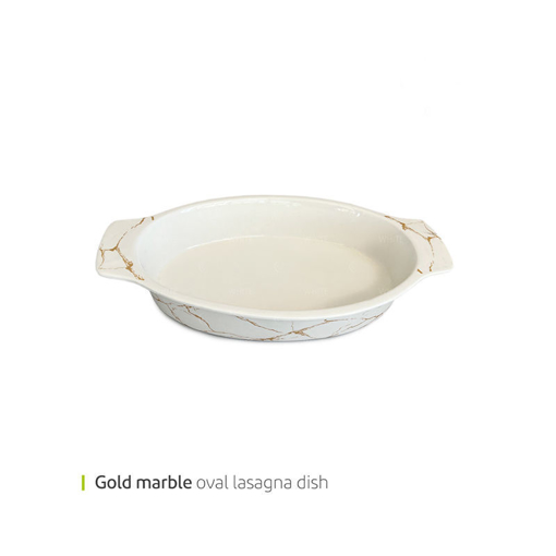 تصویر از ظرف لازانیا بیضی بزرگ طلایی ماربل 8 ریور کد 778665.1m یک عددی end