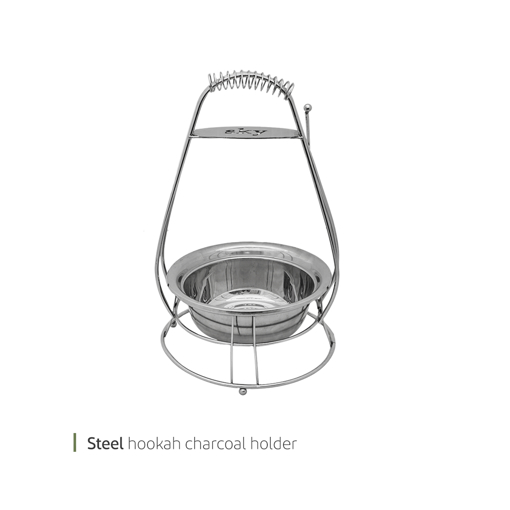 تصویر از استند استیل ذغال قلیان 35 سانت وایت پلیت کد 7213 یک عددی