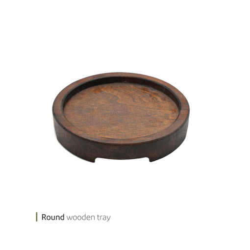 تصویر از سینی چوبی گرد پایه دار 35 سانت وایت پلیت کد 8735 یک عددی