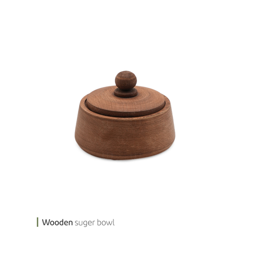 تصویر از قندان چوبی پات گرد قهوه ای وایت پلیت کد 102018 یک عددی