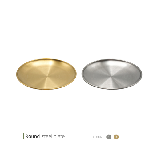 تصویر از پیش دستی استیل طلایی گرد 17 سانت وایت پلیت کد 93.658459 یک عددی