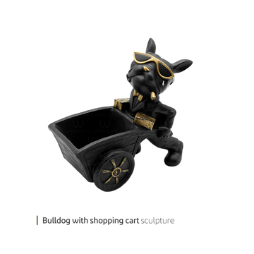 مجسمه bulldog with shopping cart وایت پلیت کد 94.23715 یک عددی